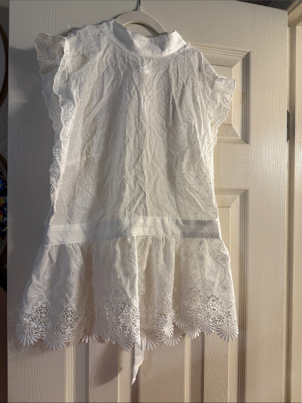 CBR White Lace Eyelet Ruffle Dress for Girls
